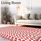 Scarlet Swirls Continuous Red Stripes Rug