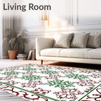 Lacy Burgundy Green Snowflake Garland Rug