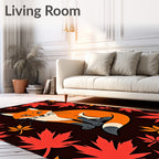 Autumn Fox Red Maple Leaf Rug