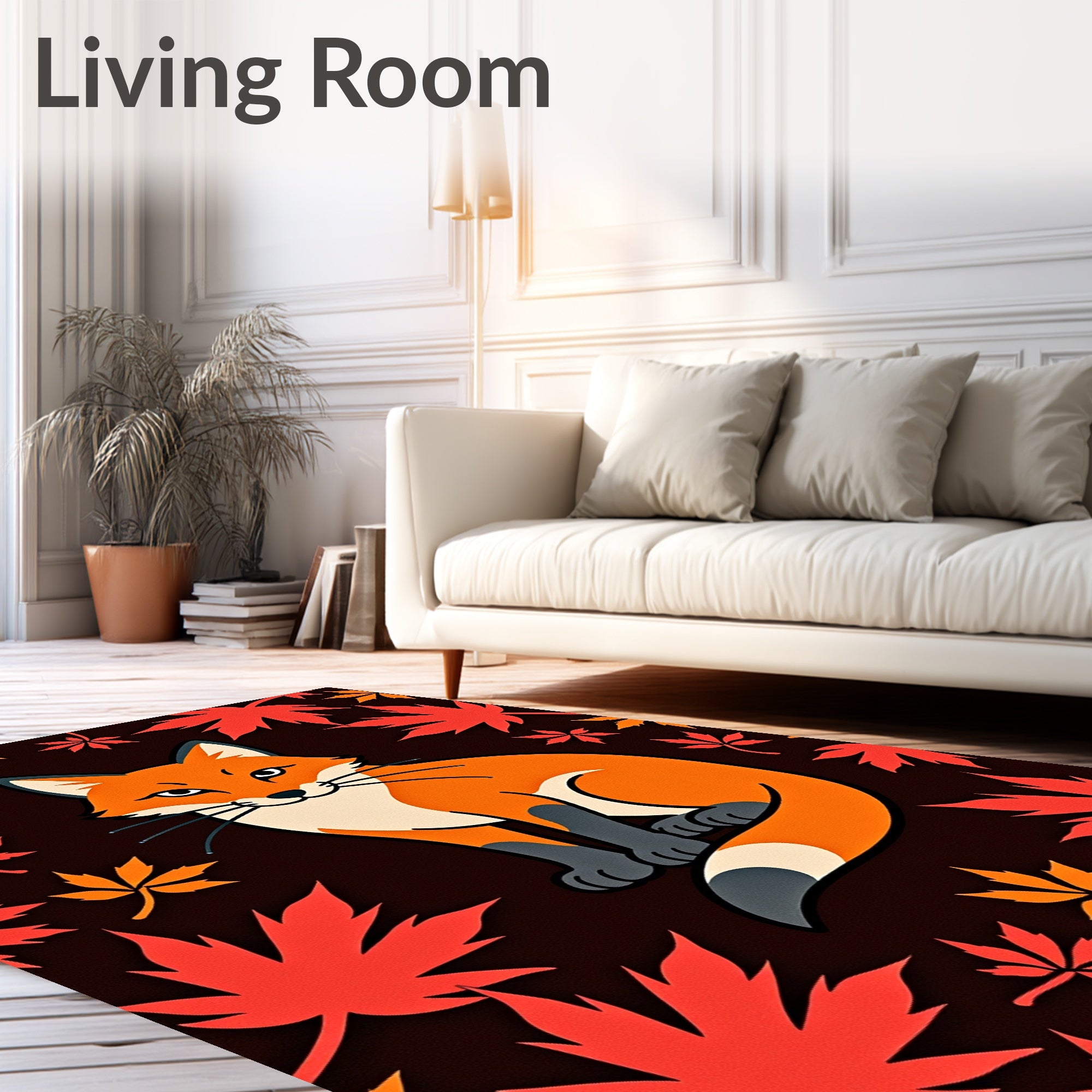 Autumn Fox Red Maple Leaf Rug