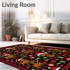 Red Green Dogs Christmas Holiday Theme Rug