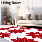 Crimson Poinsettia Blooms Repeating Rug