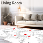 Minimalist Scarlet Christmas Branch Snowflake Rug