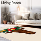 Brown Bull With Christmas Ornament Wreath Rug