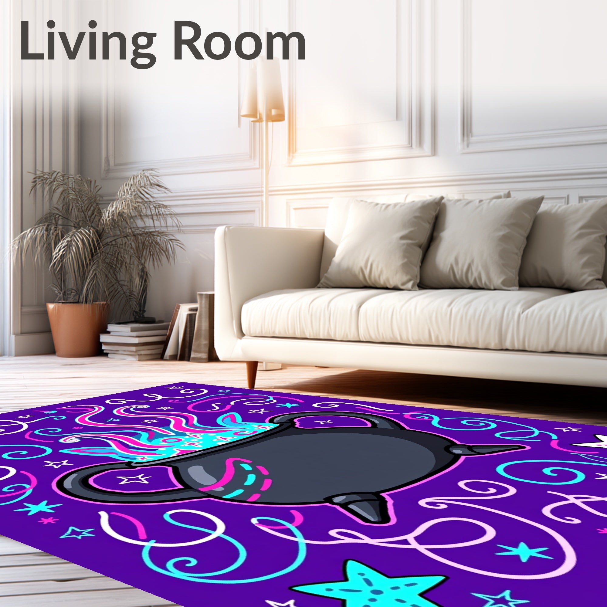 Magic Cauldron Swirls Purple Star Rug