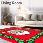 Merry Santa Christmas Holly Wreath Rug