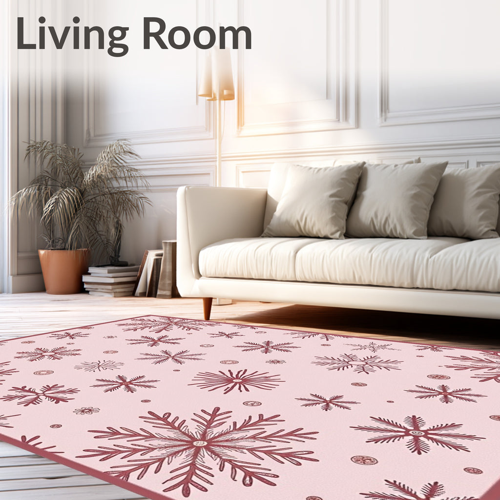 Rose Pink Snowflake Collage Rug