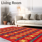 Red And Yellow Geometric Ornament Rug