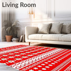 Red White Holiday Village Stripes Rug