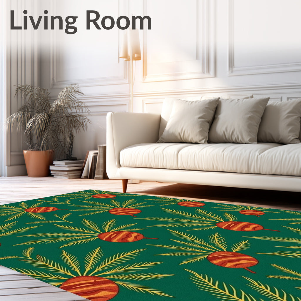 Emerald Green Tropical Berry Motif Rug