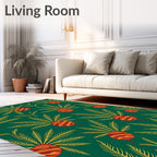Emerald Green Tropical Berry Motif Rug