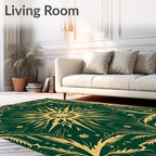 Emerald Golden Floral Mandala Rug