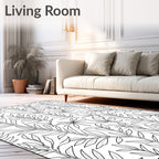 Line Art Tropical Leaf Arrangement Rug