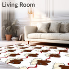Brown Fur Lined Boot Repeating Pattern Rug