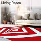 Crimson Diamond Chevron Optical Illusion Rug