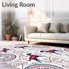 Folk Art Blue Dog Red Medallion Rug
