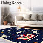 Santa Sleigh With Reindeer Night Sky Rug
