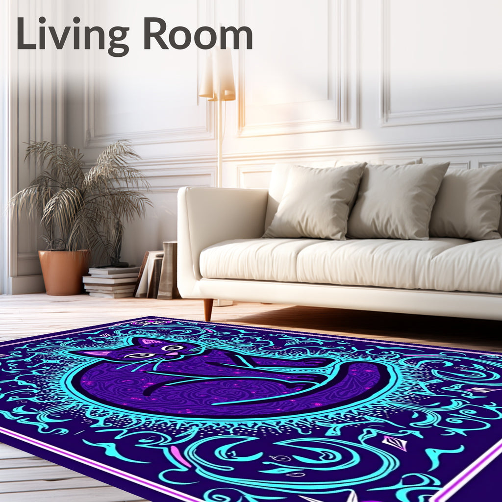 Mystical Purple Cat Swirls Rug
