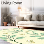 Light Yellow Botanical Branch Clusters Rug