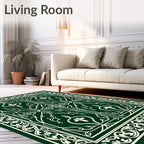 Emerald Green Ornate Floral Gate Rug