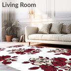 Deep Burgundy Rose Blossom Arrangement Rug