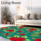 Radiant Red Berry Bright Leaf Scatter Rug