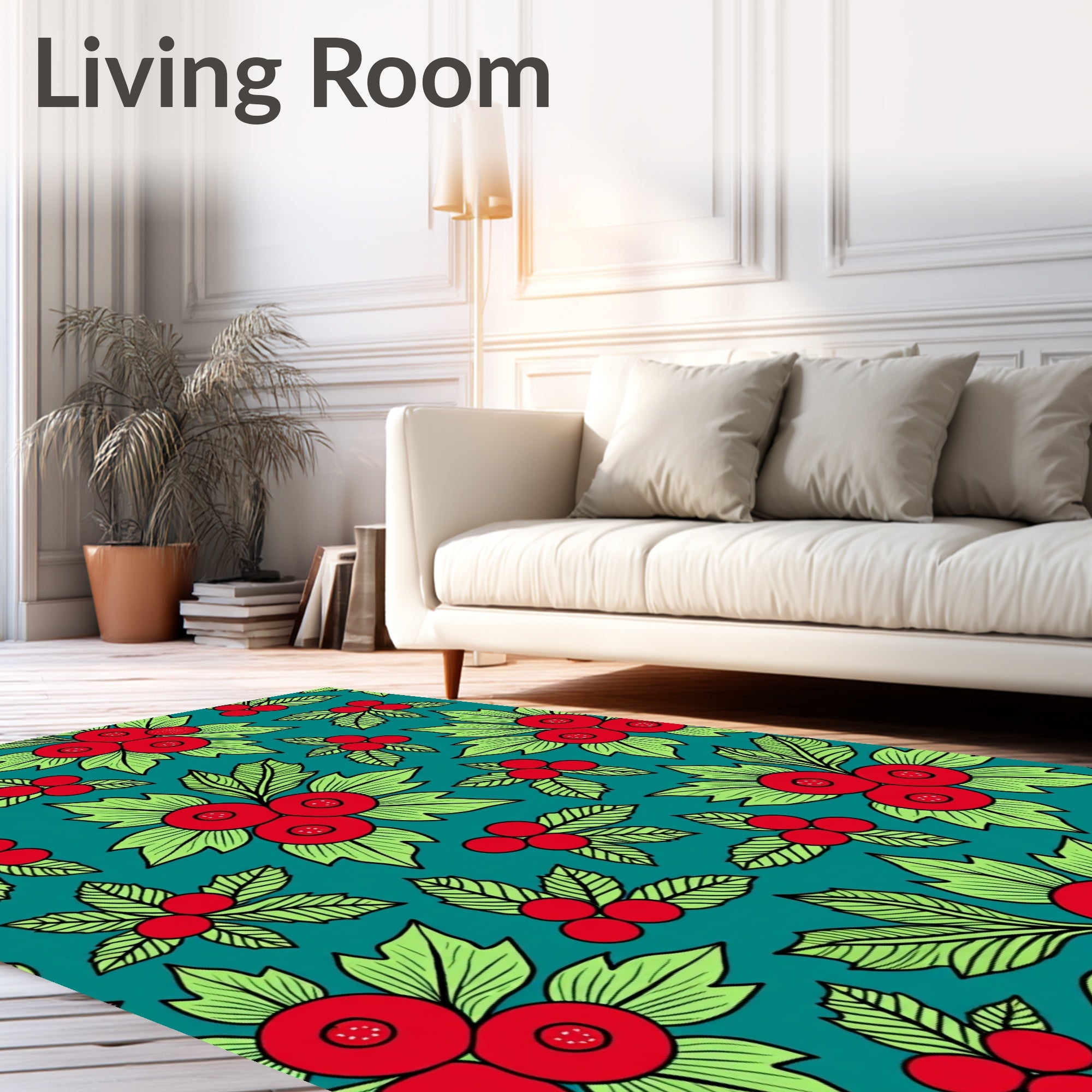 Radiant Red Berry Bright Leaf Scatter Rug