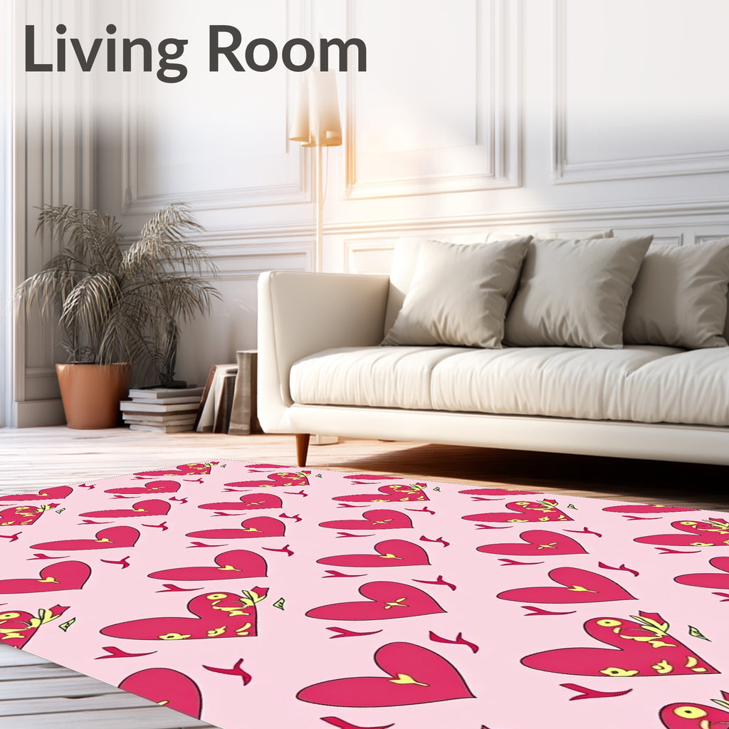 Pink Hearts And Scarlet Accents Rug