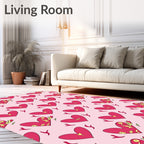 Pink Hearts And Scarlet Accents Rug