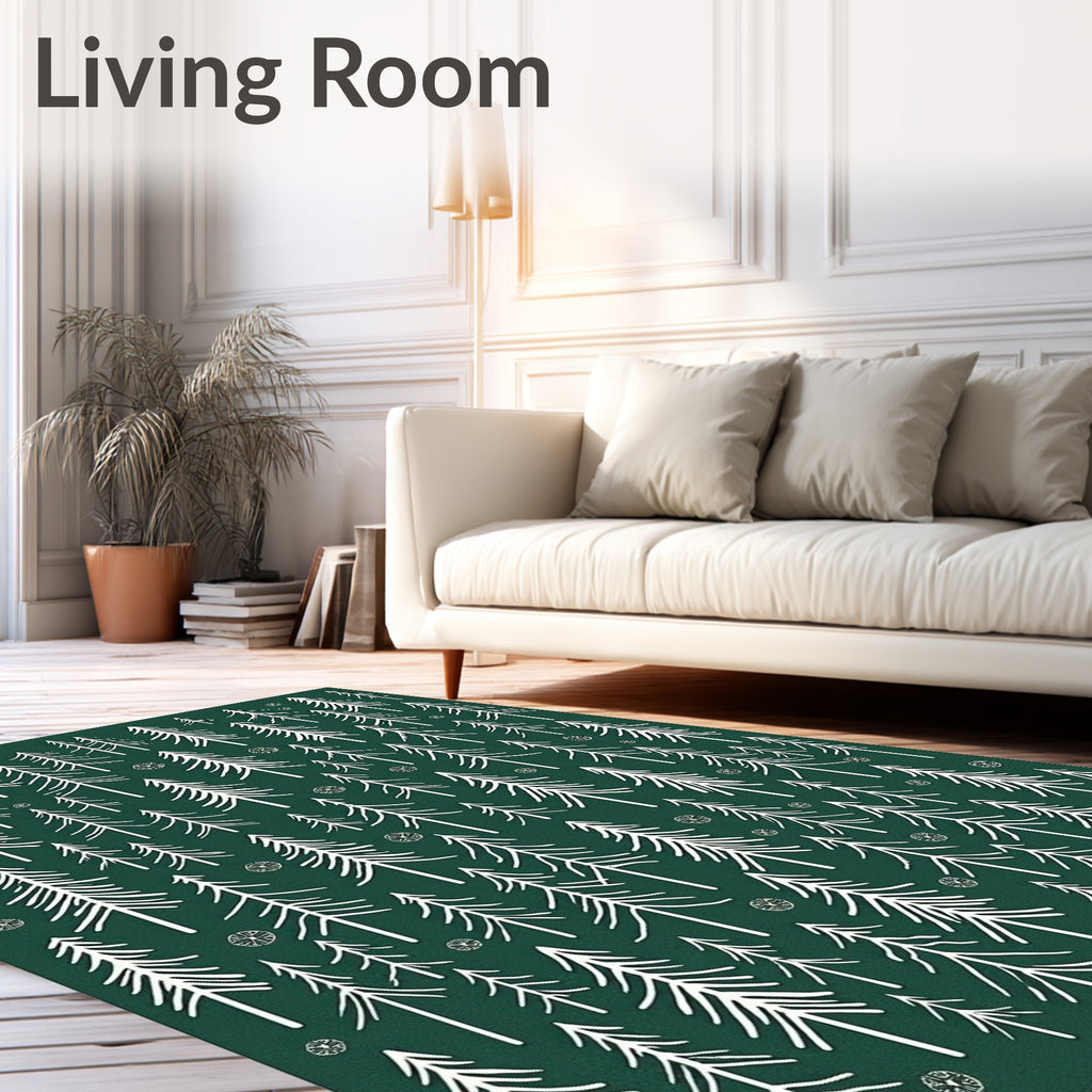 Forest Pines White And Green Rug