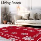 Red White Crystal Starlet Border Rug