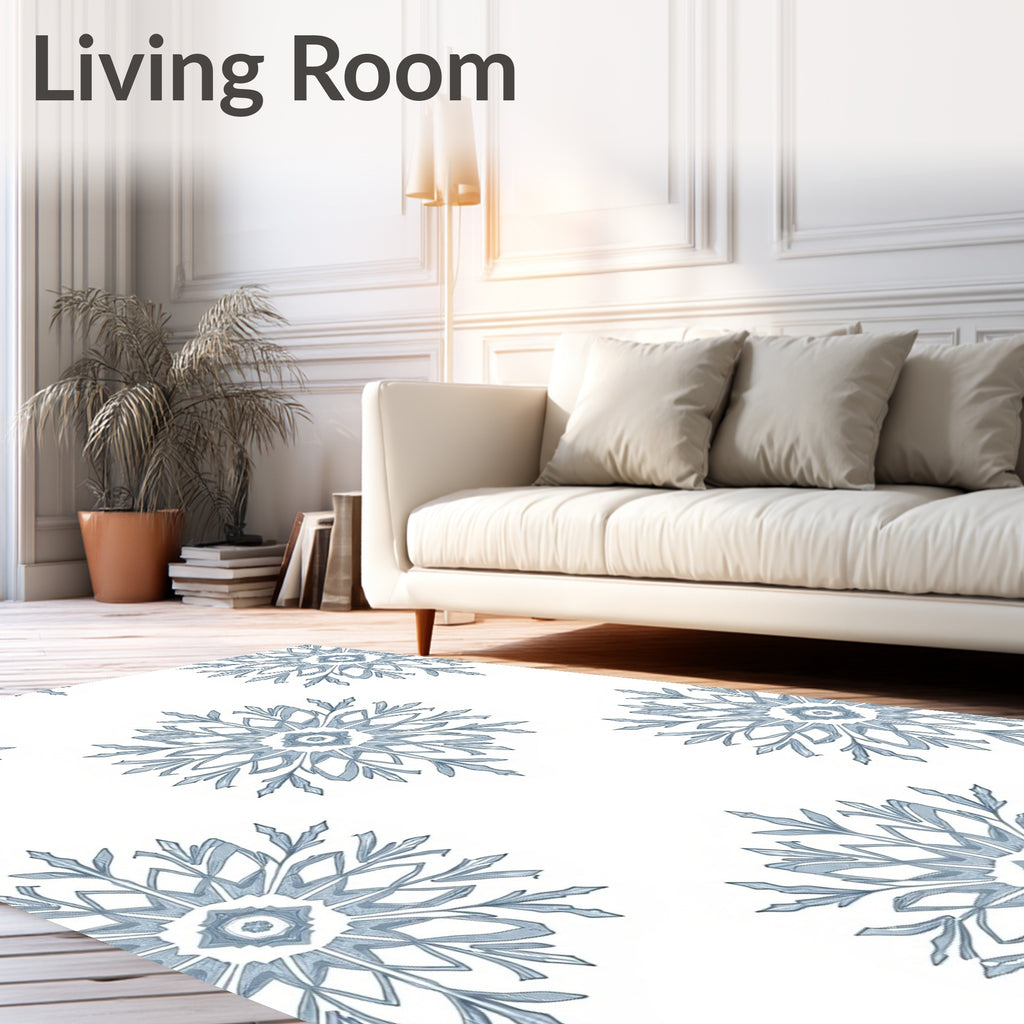 Pale Blue Snowflake Symmetry Rug