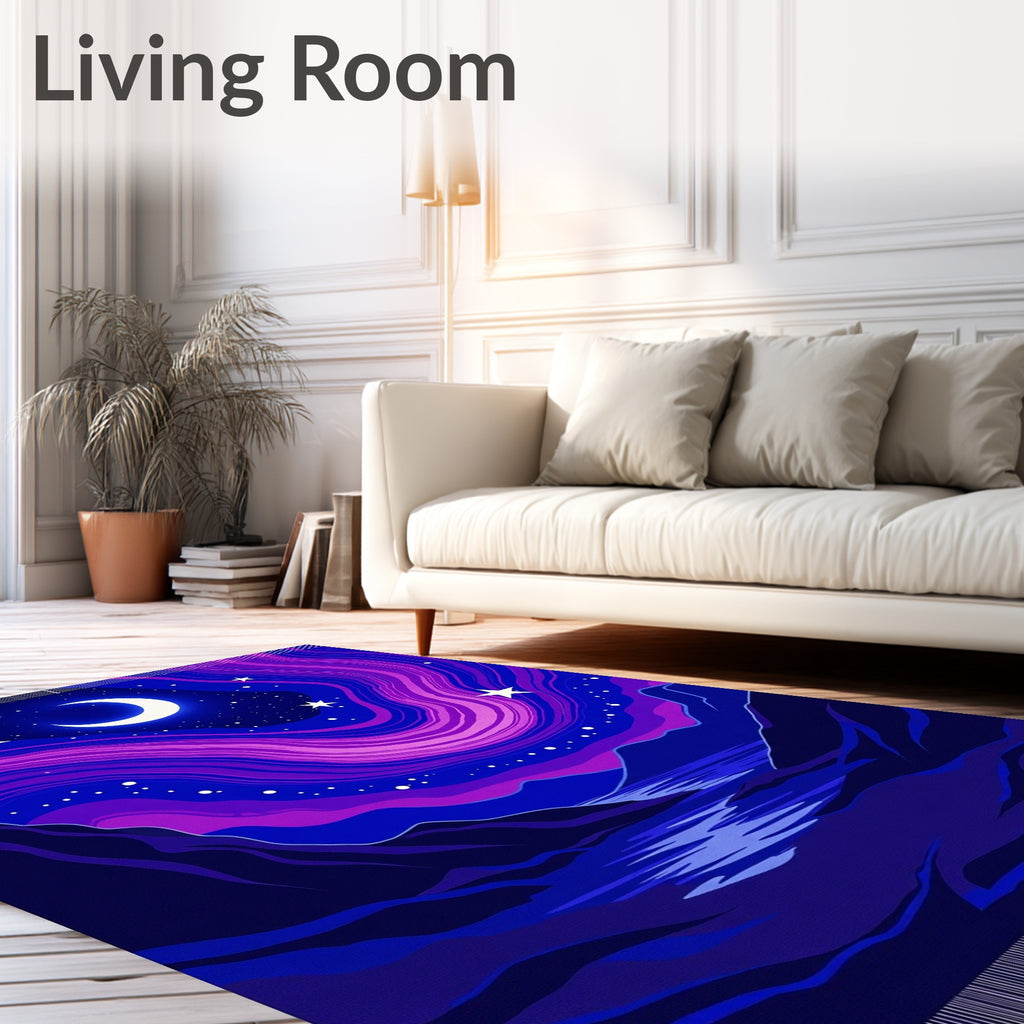Cosmic Purple Night Sky Swirl Rug