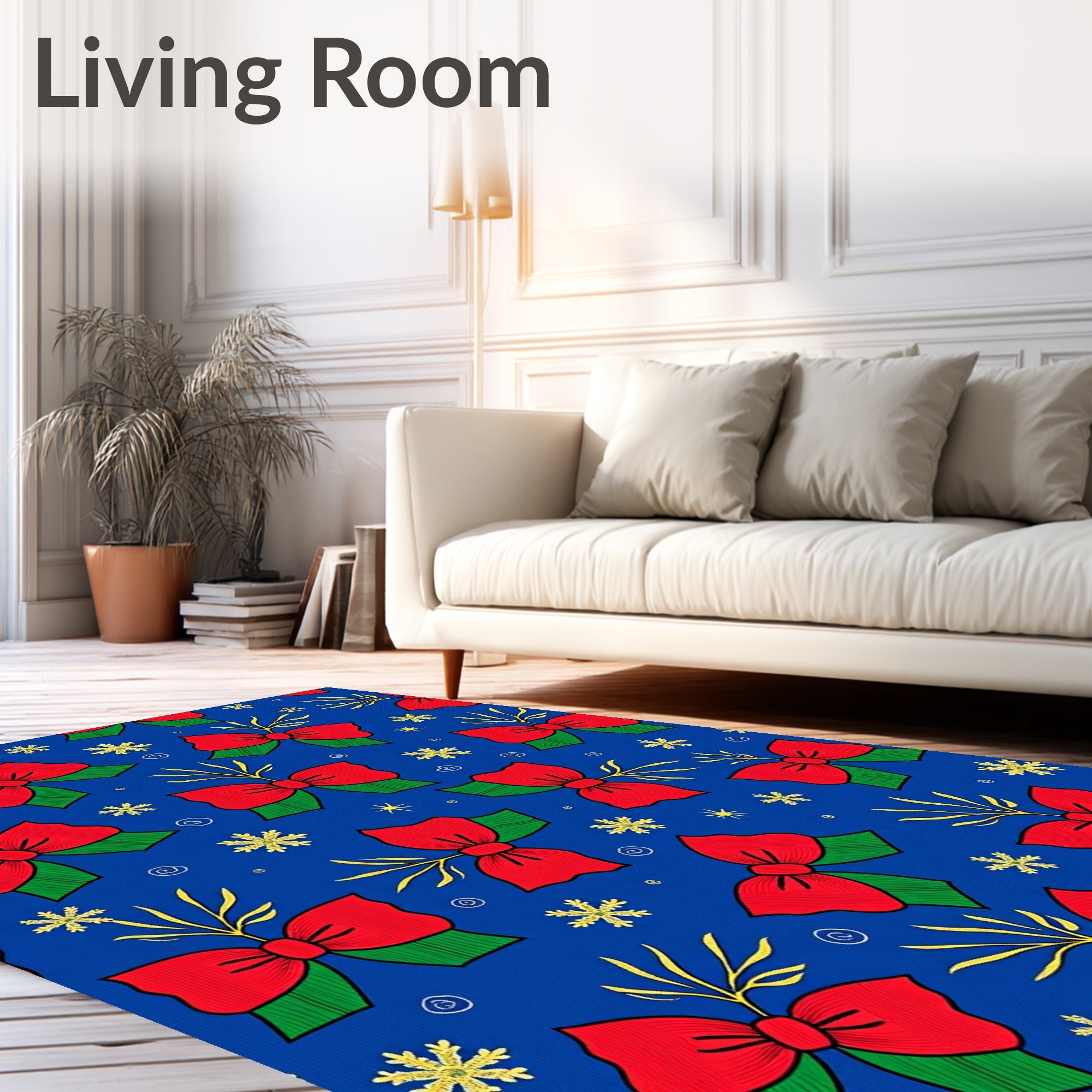 Red Bow Snowflake Scatter Rug