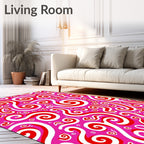 Pink Red Swirl Abstract Organic Rug