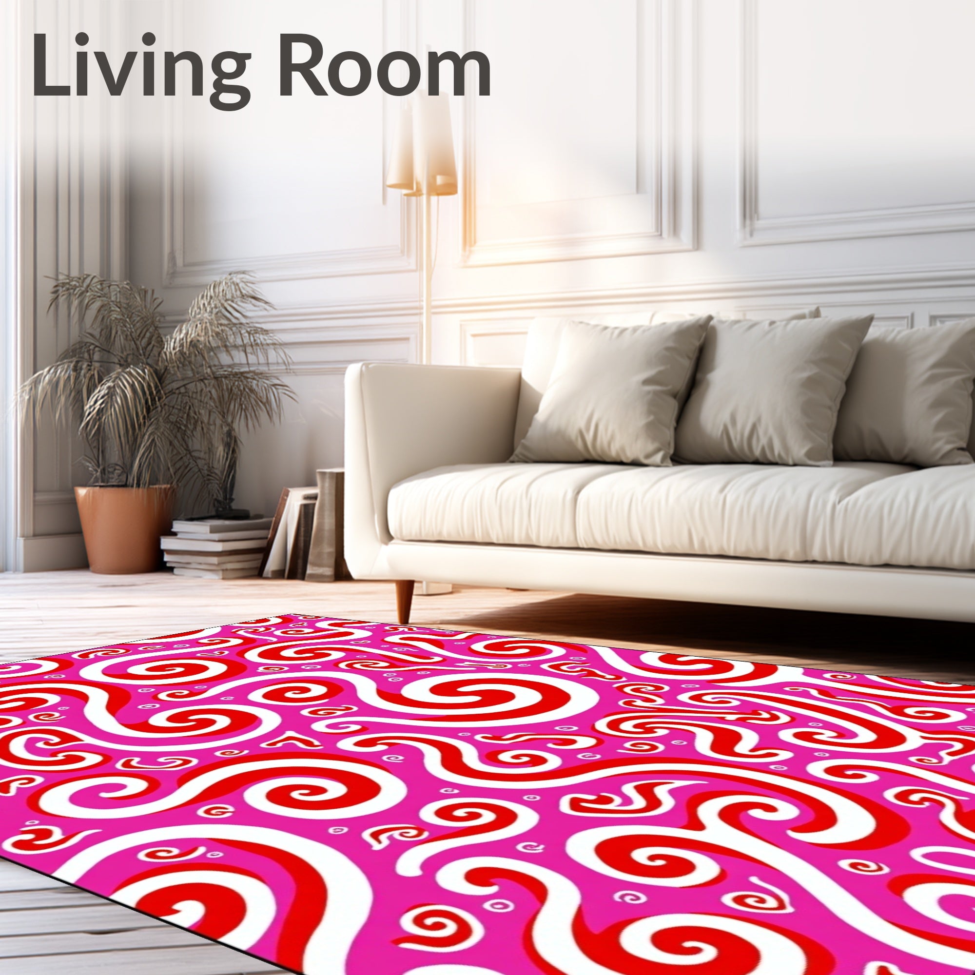 Pink Red Swirl Abstract Organic Rug