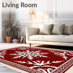 Crimson White Starburst Border Medallion Rug