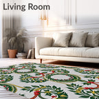 Gilded Holly Berry Wreath Border Rug