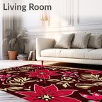 Deep Red Floral Vine Garden Rug