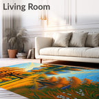 Golden Autumn Landscape River Reflection Rug