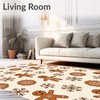 Cheerful Gingerbread Snowflakes Holiday Rug