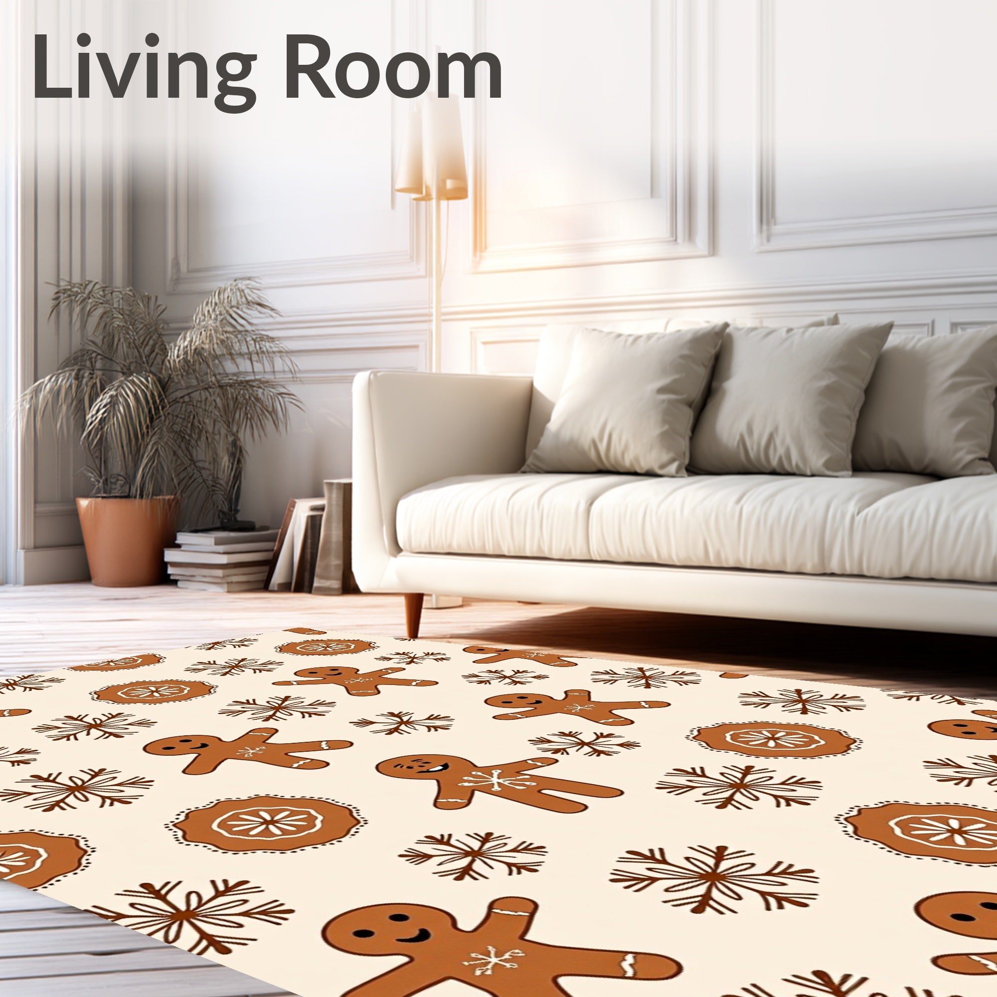 Cheerful Gingerbread Snowflakes Holiday Rug
