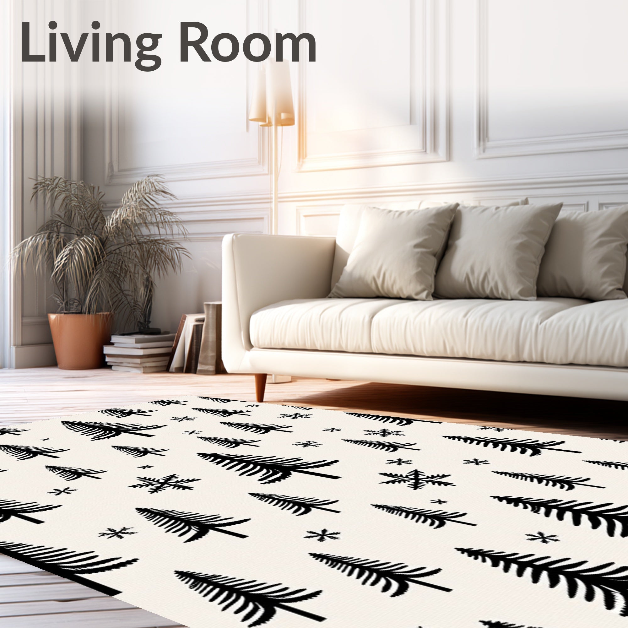 Black Pine Forest Snowflake Medley Rug