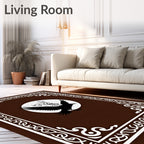 Dark Brown Black Bird Circular Frame Rug