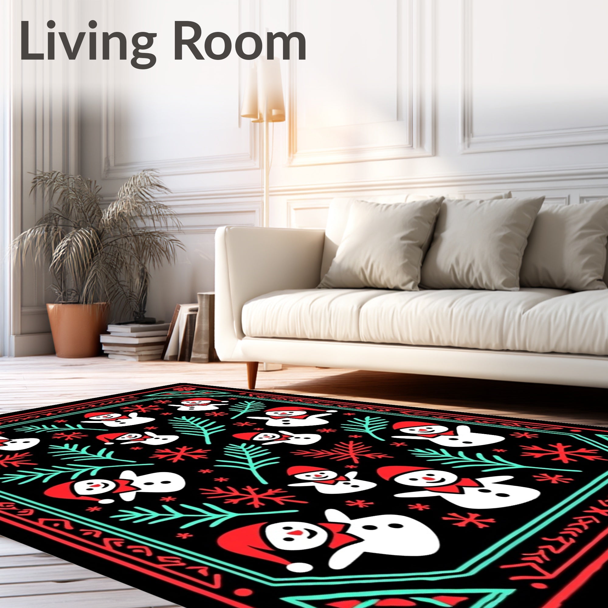Whimsical Snowmen Festive Holiday Rug