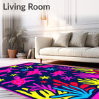 Bright Pink Sea Turtle Coral Scene Rug