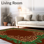 Golden Swirl Festive Pine Boughs Rug