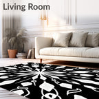 Monochromatic White Symmetric Floral Inlay Rug