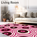 Retro Pink Vinyl Circles Rug
