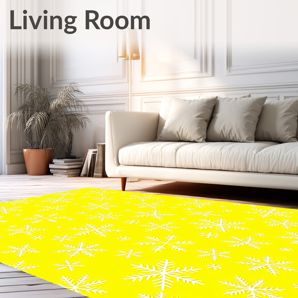 Bright Yellow Snowflake Scatter Rug